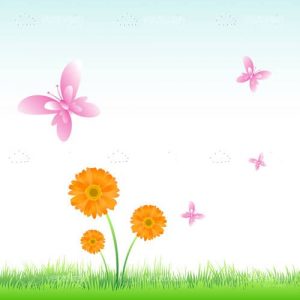 Vector flwers with butterflies